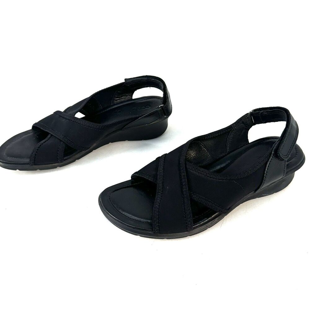Ecco Felicia Stretch Crossover Straps Black Women's Shoes Size 5.5 US 36 EU